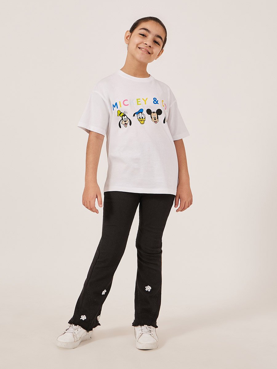 Mickey and Friends Character Print Oversized T-Shirt 