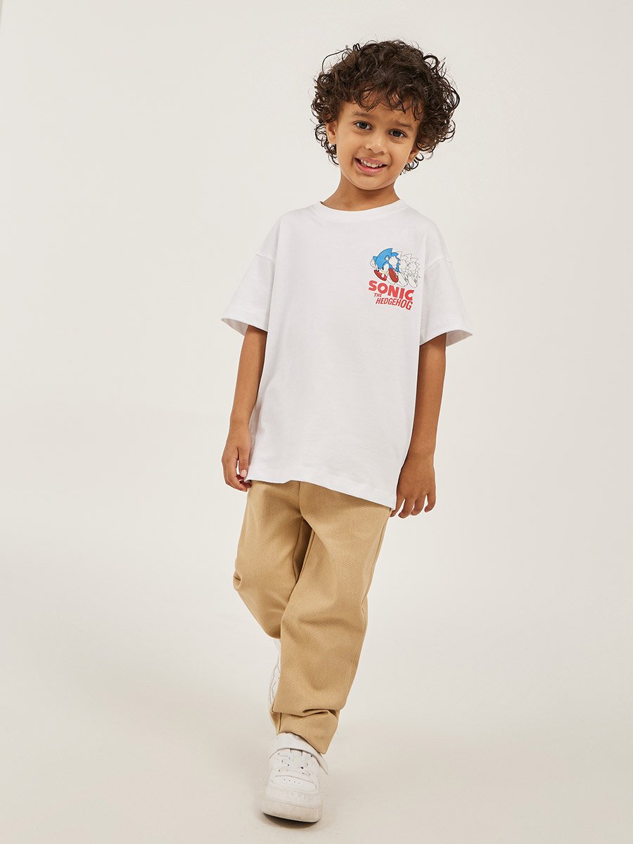 Sonic Graphic Printed Dropped Shoulder Oversized T-Shirt