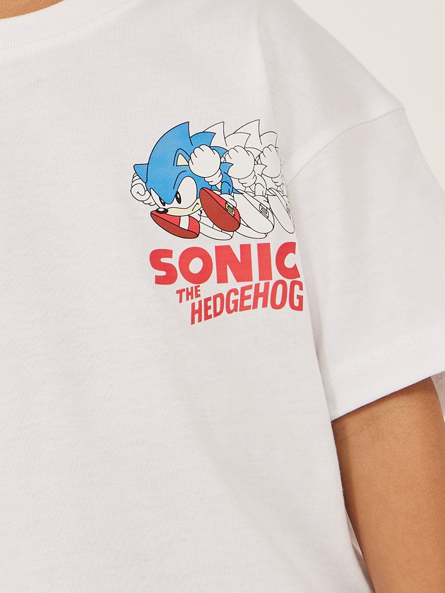 Sonic Graphic Printed Dropped Shoulder Oversized T-Shirt