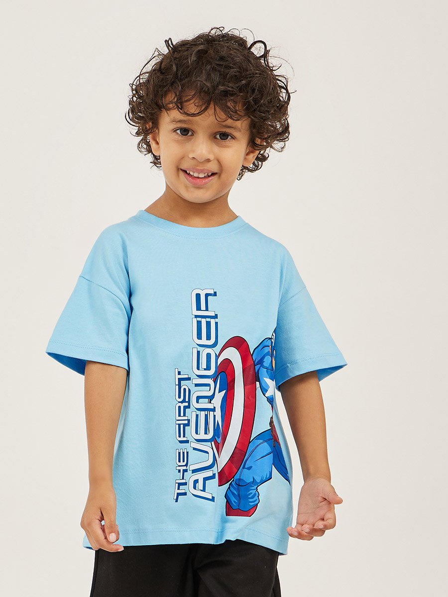 Avenger Graphic Print Dropped Shoulder Oversized T-Shirt 