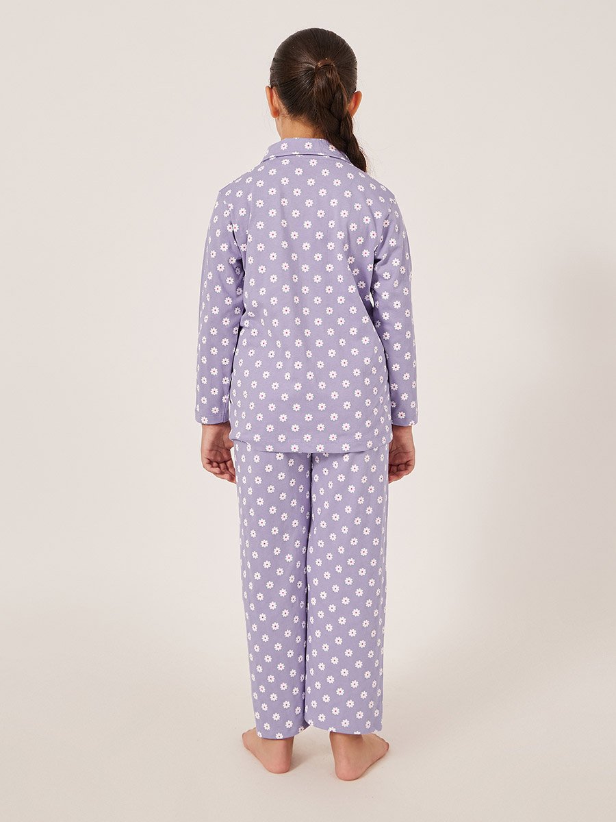 All-Over Daisy Print Long Sleeve Shirt and Pyjama Set