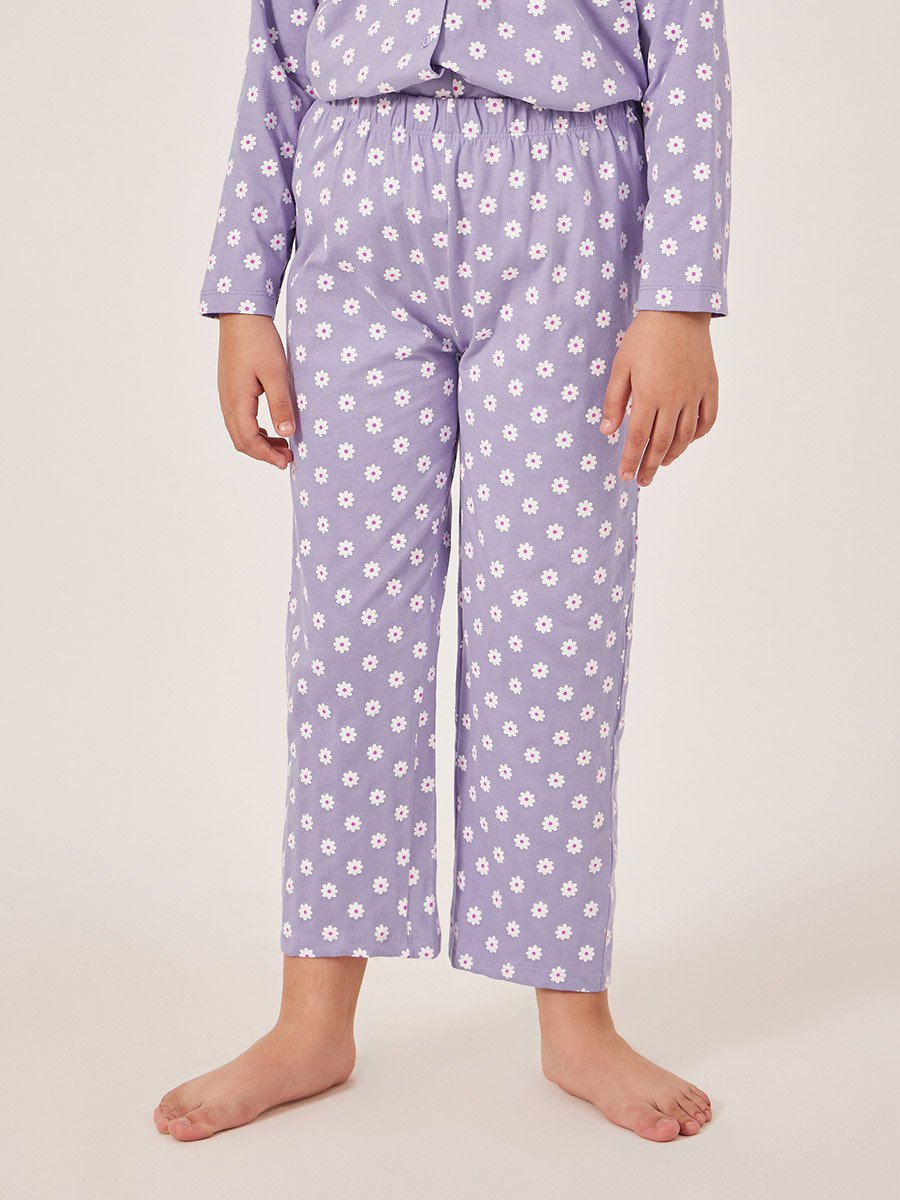 All-Over Daisy Print Long Sleeve Shirt and Pyjama Set