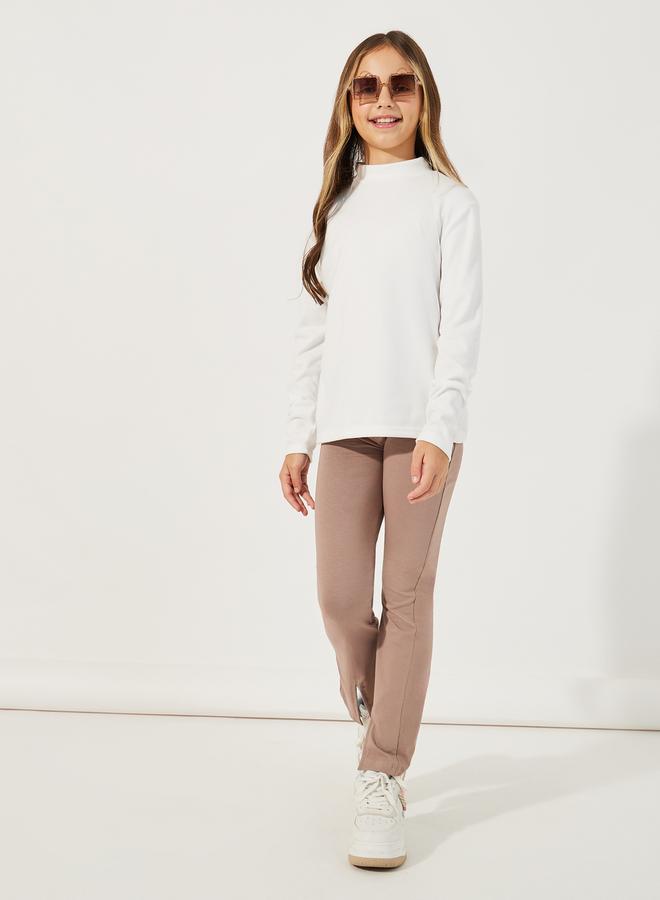 Solid High Neck Long Sleeves T-Shirt