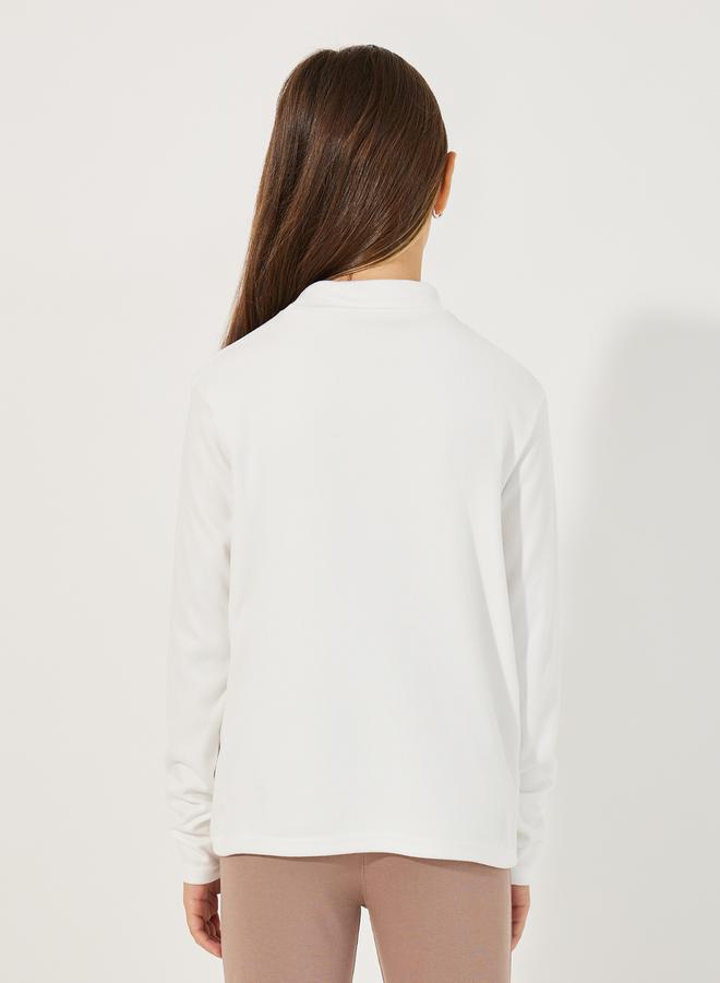 Solid High Neck Long Sleeves T-Shirt