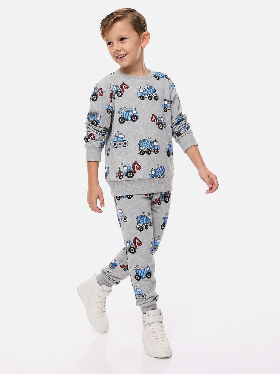 All-Over Print Round Neck Sweatshirt and Joggers Set