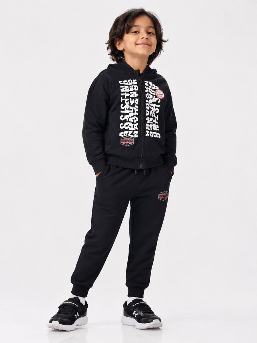 Printed Full Zipper Hoodie and Joggers Set