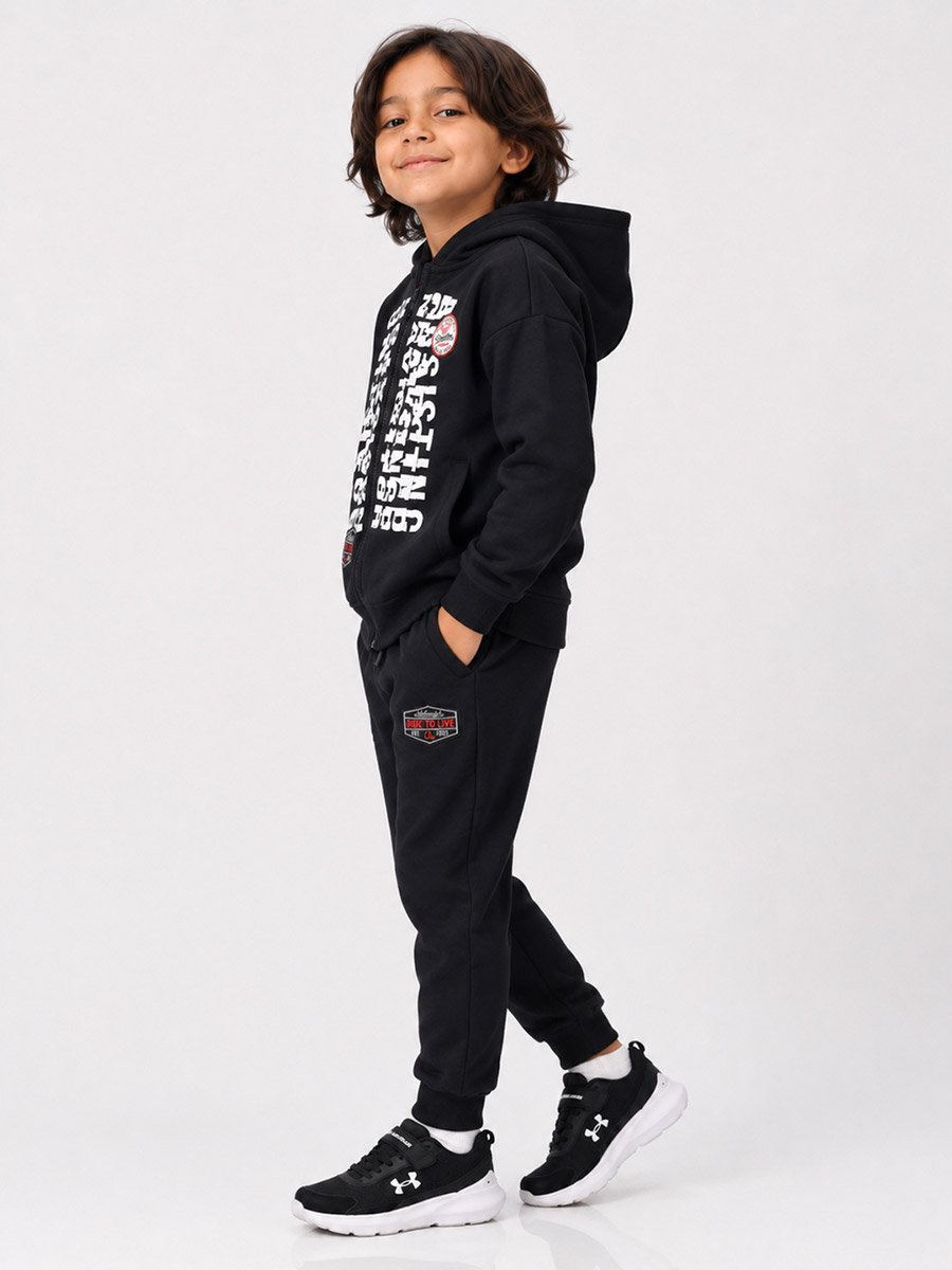 Printed Full Zipper Hoodie and Joggers Set