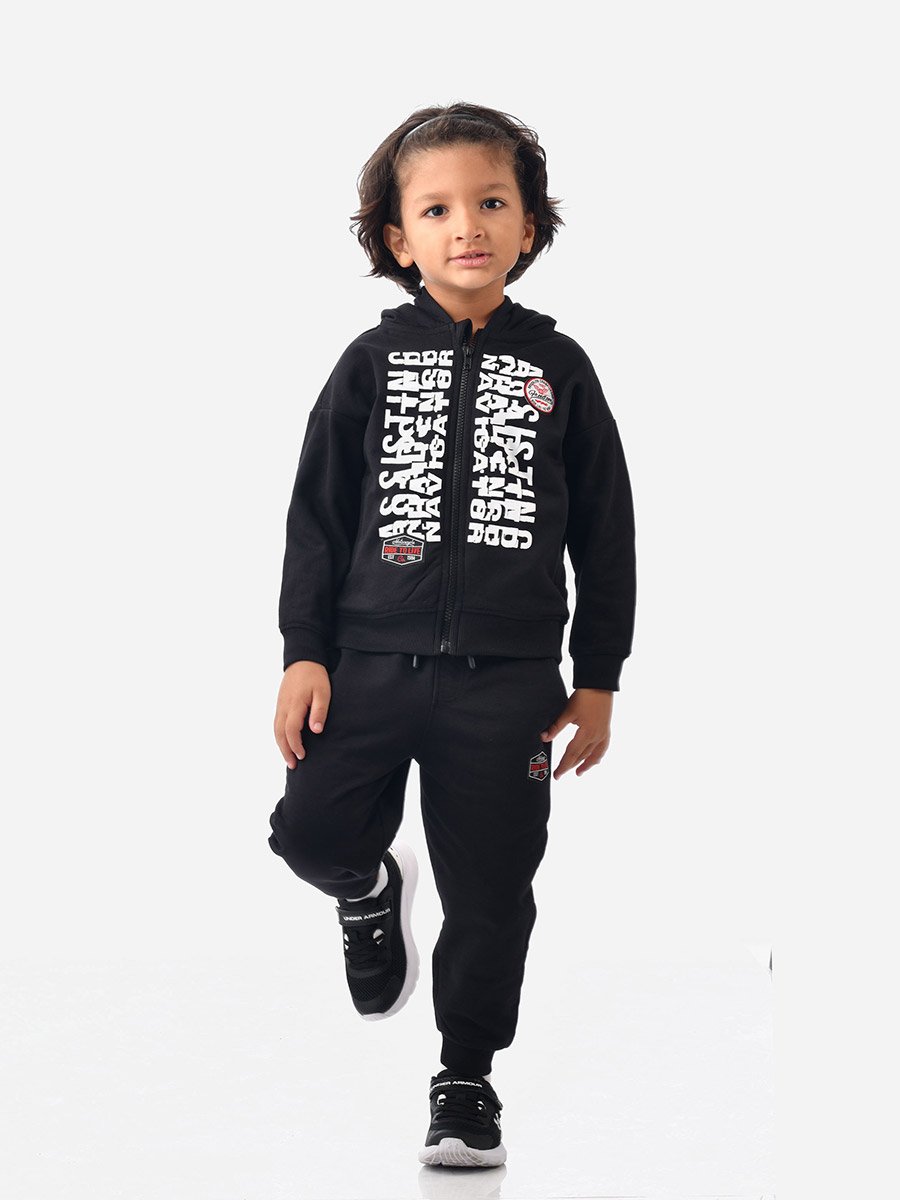 Printed Full Zipper Hoodie and Joggers Set
