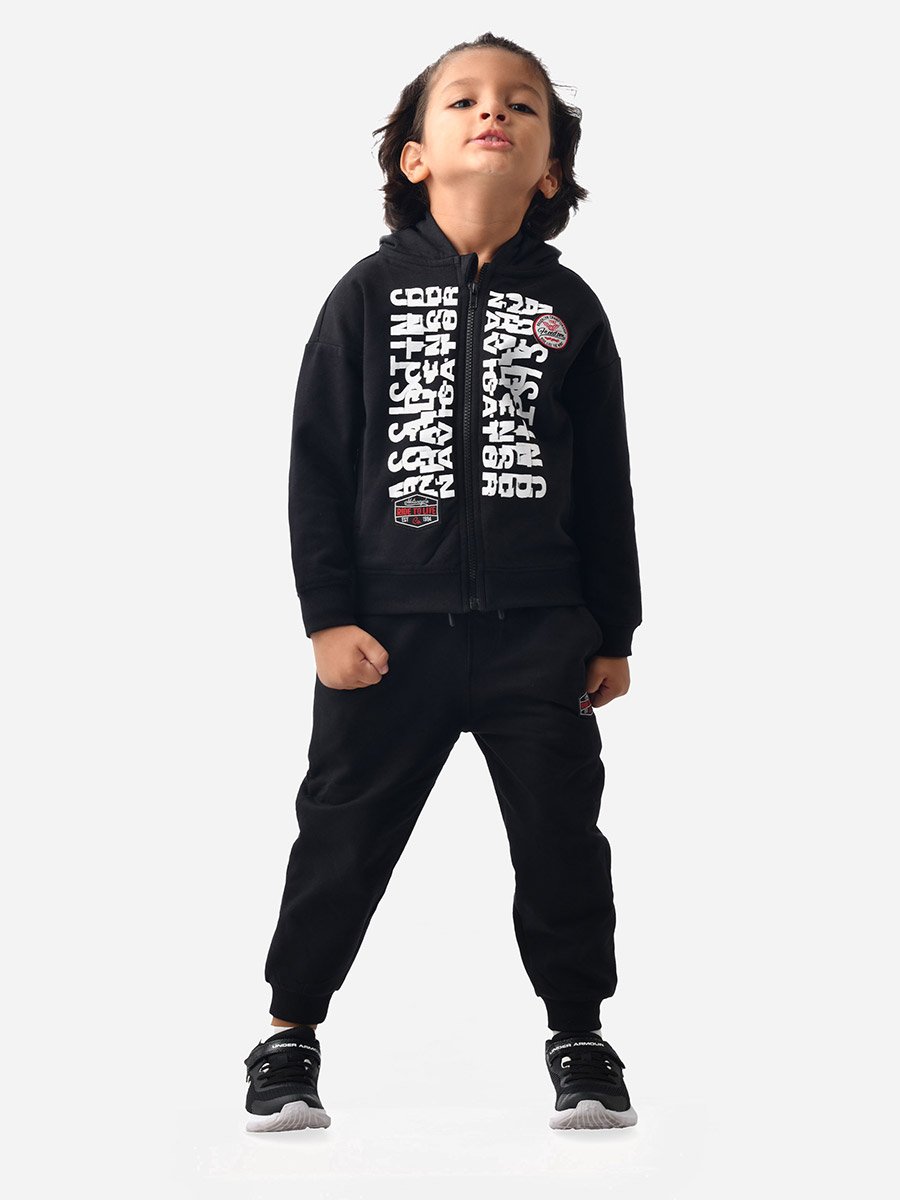Printed Full Zipper Hoodie and Joggers Set