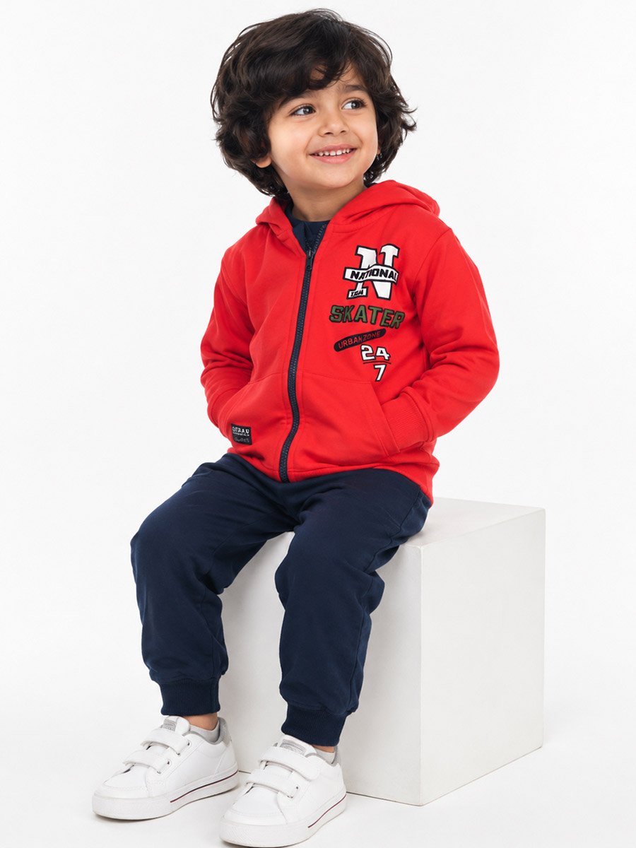 Graphic Print Full zipper Hoodie and Joggers Set