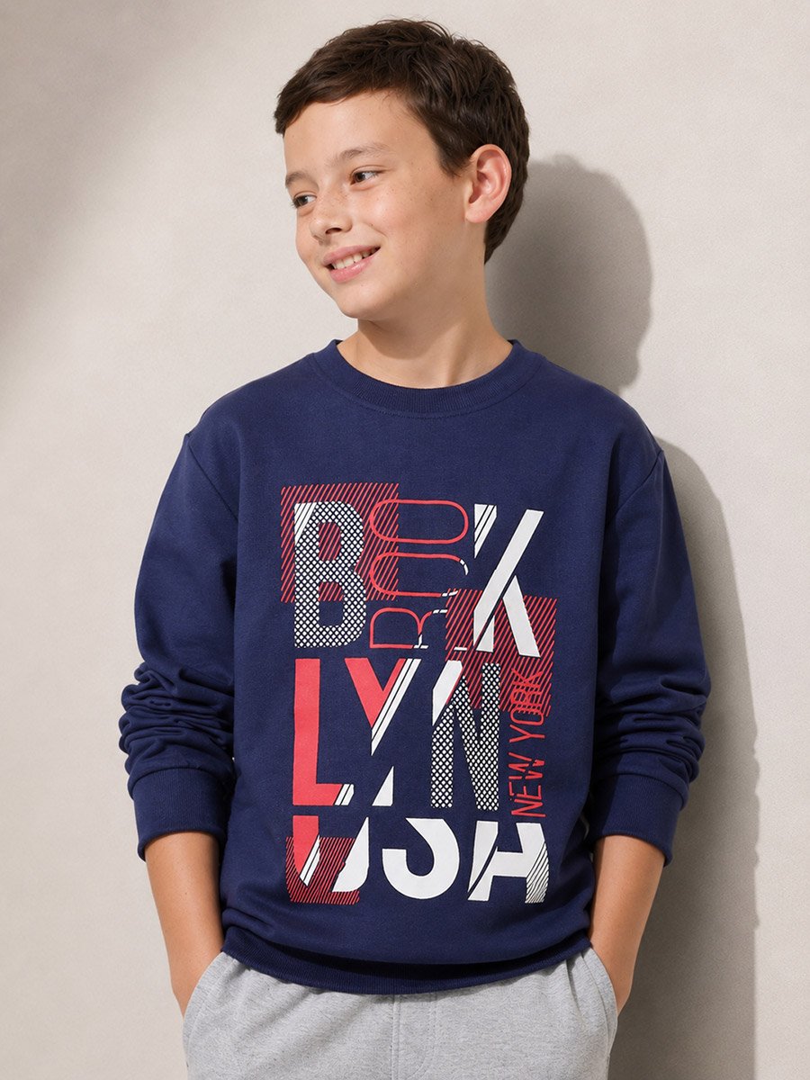 Brooklyn Graphic Print Round Neck Sweatshirt
