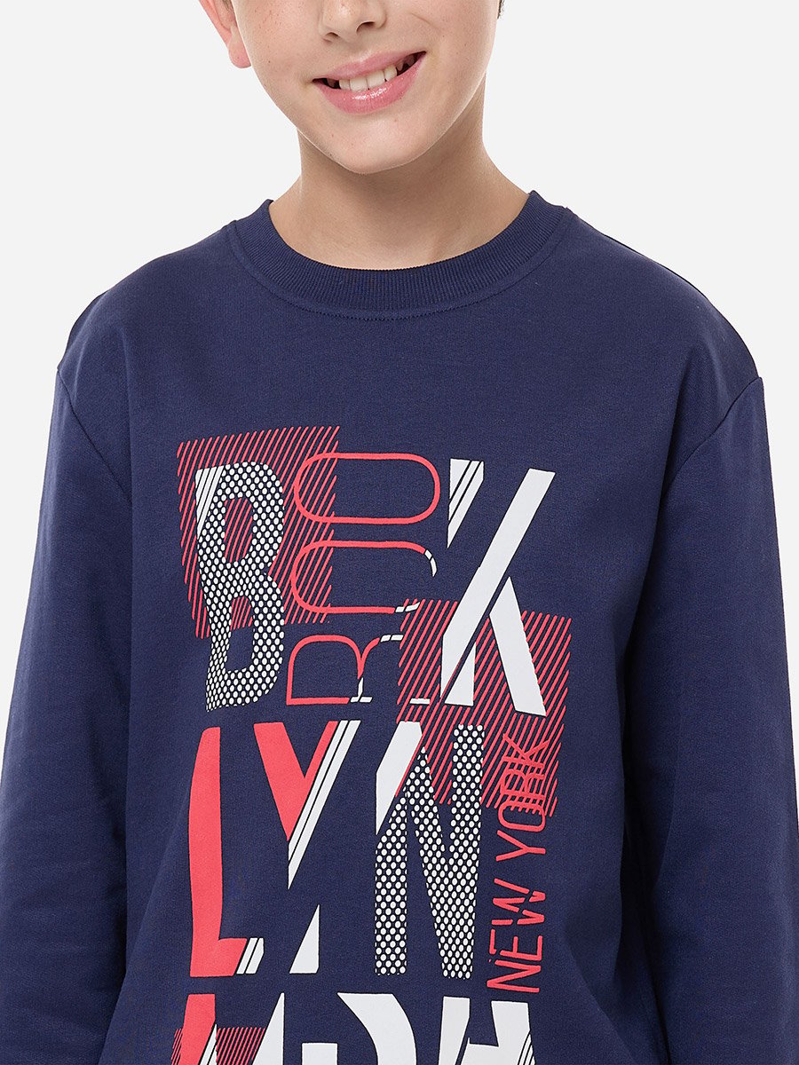 Brooklyn Graphic Print Round Neck Sweatshirt