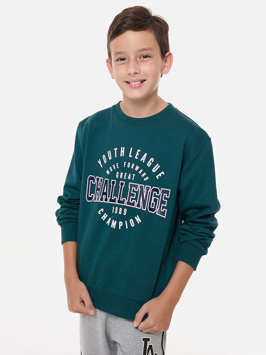 Varsity Print Round Neck Sweatshirt