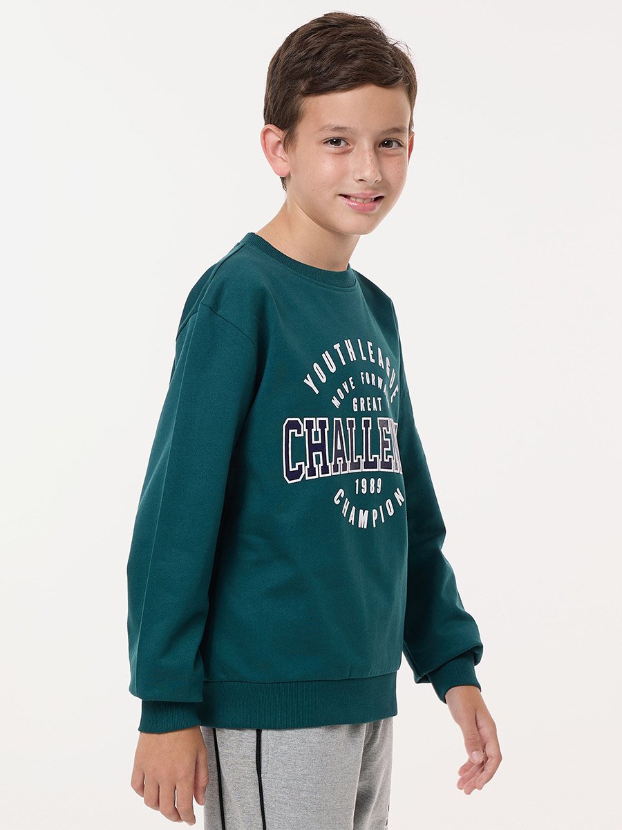 Varsity Print Round Neck Sweatshirt