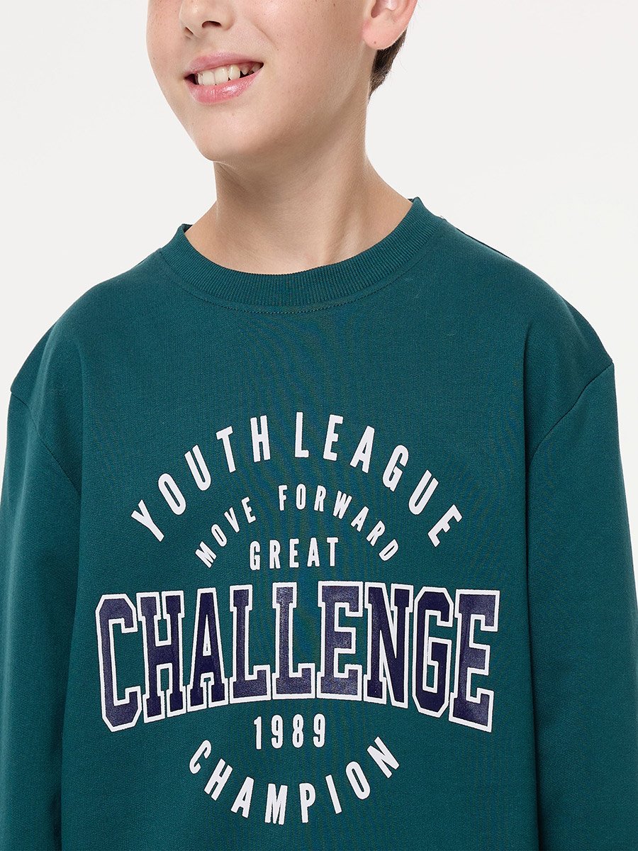 Varsity Print Round Neck Sweatshirt