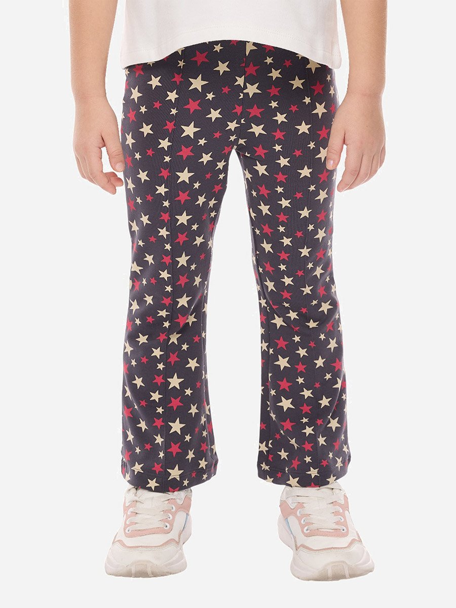 Graphic Print Sweatshirt and Stars Prints Flared Leggings Set