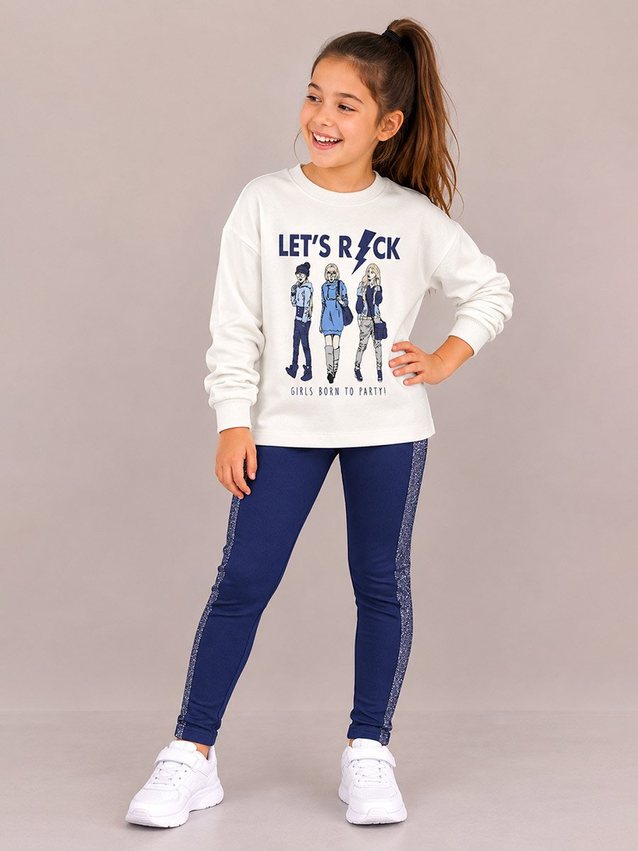 Girls Graphic Print Sweatshirt and Leggings Set