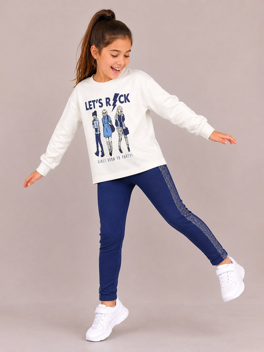 Girls Graphic Print Sweatshirt and Leggings Set