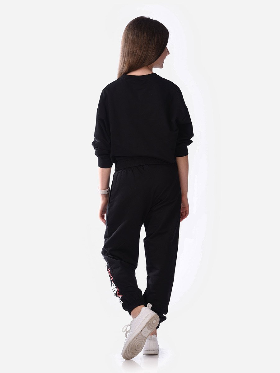 Slogan Print Regular Sweatshirt and Joggers Set