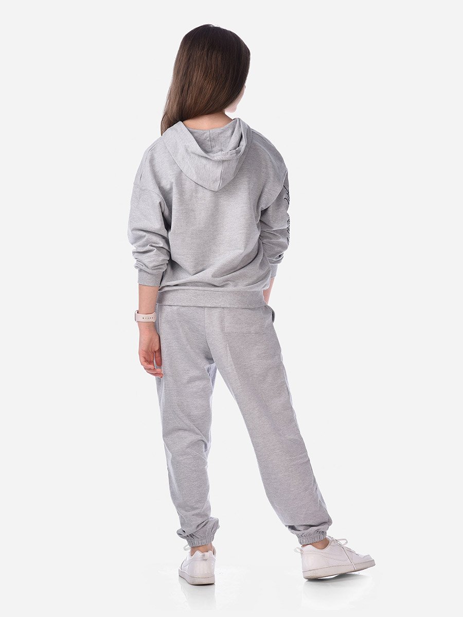 Slogan Print Full Zipper Hoodie and Joggers Set