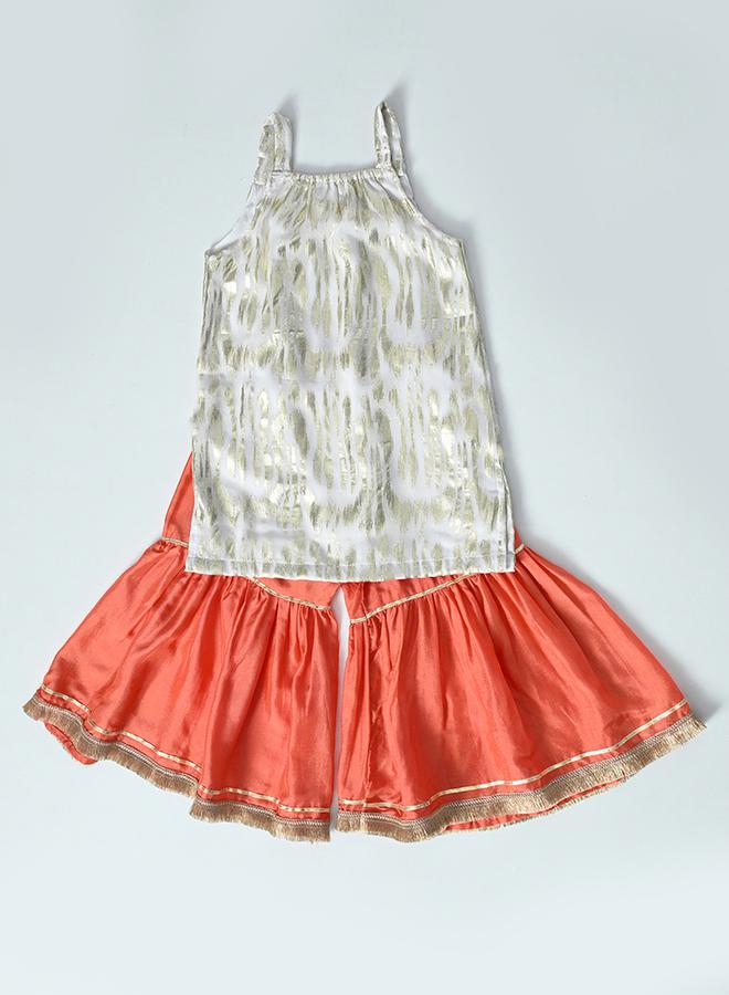 Strappy Shiny Top and Tiered Sharara Co-Ords Set