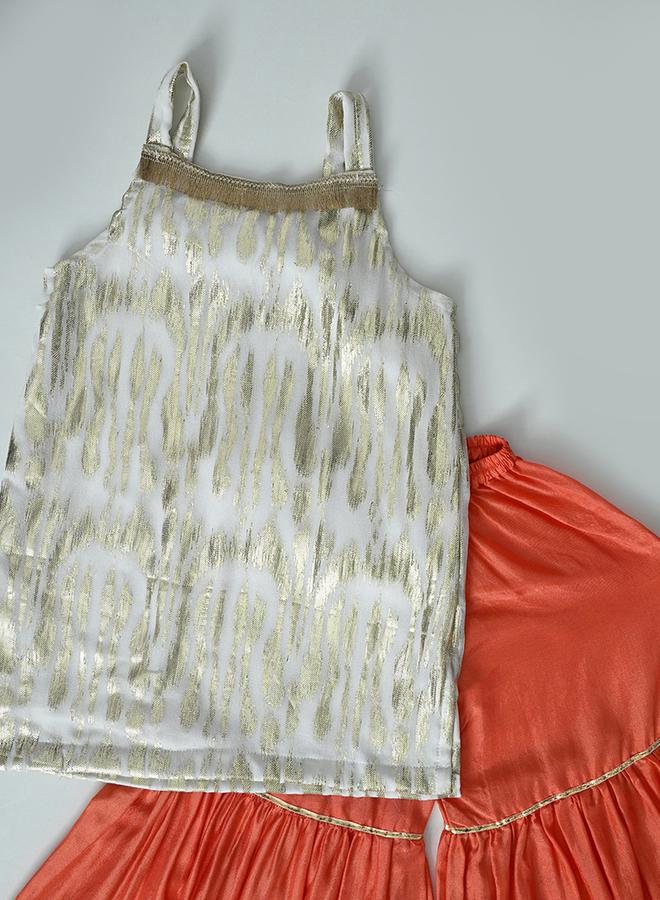 Strappy Shiny Top and Tiered Sharara Co-Ords Set