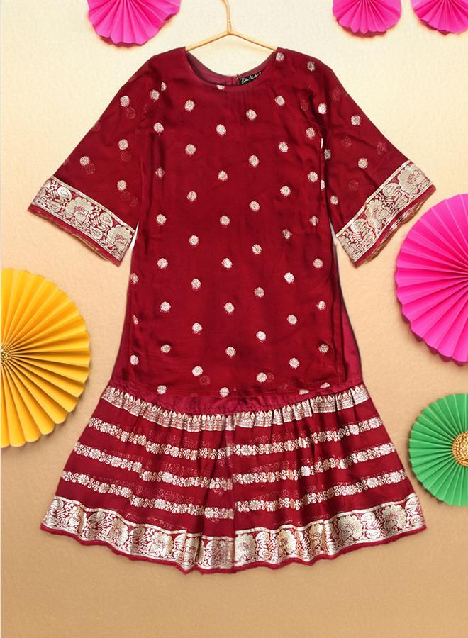 Printed Round Neck Kurta and Tiered Sharara Set