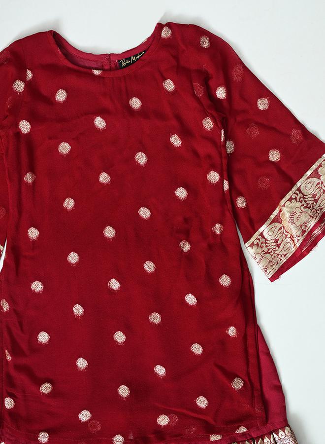 Printed Round Neck Kurta and Tiered Sharara Set