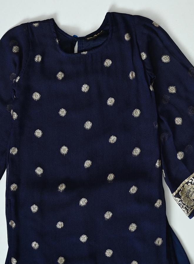 Printed Round Neck Kurta and Tiered Sharara Set