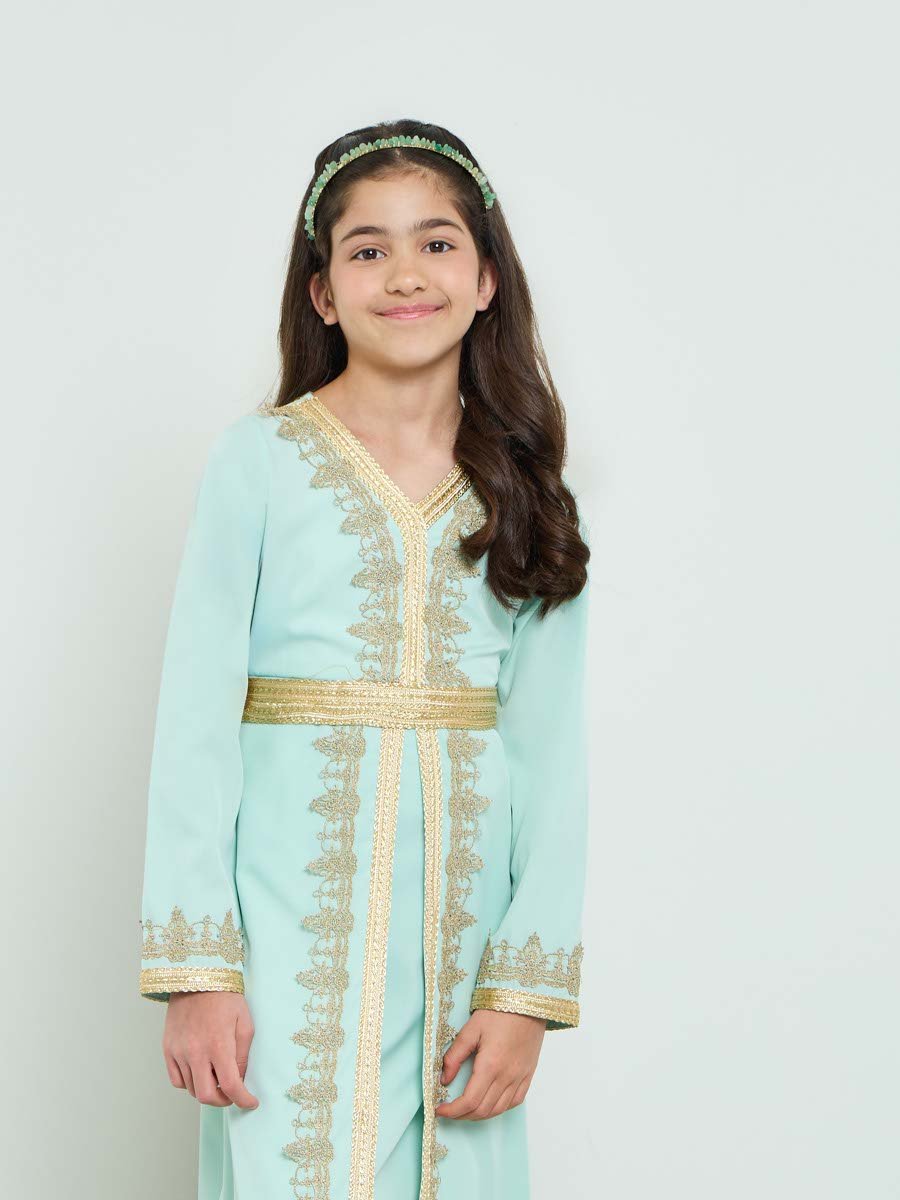 Girls Embellished V Neck Layered Dress