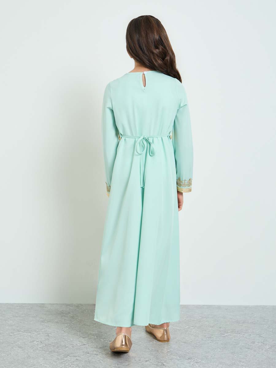 Girls Embellished V Neck Layered Dress