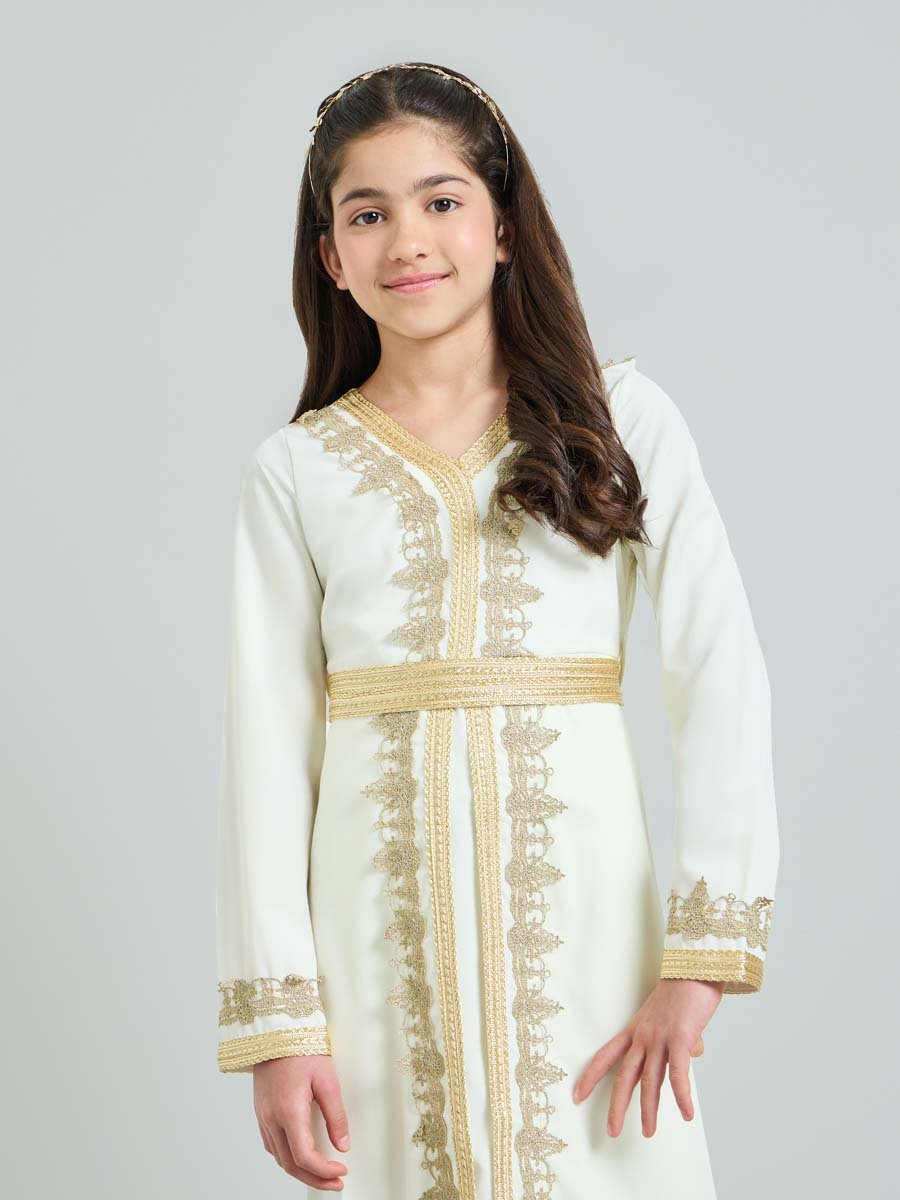 Girls Embellished V Neck Layered Dress