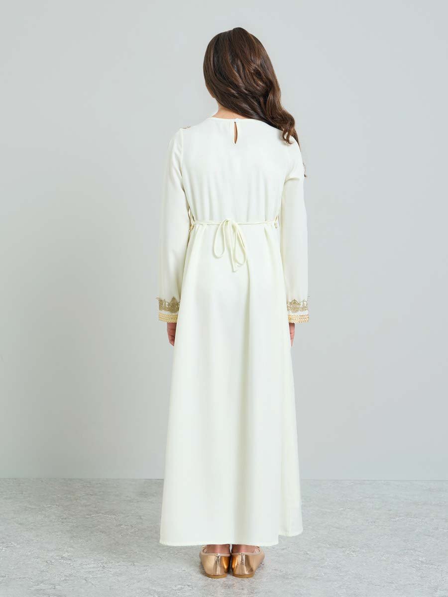 Girls Embellished V Neck Layered Dress