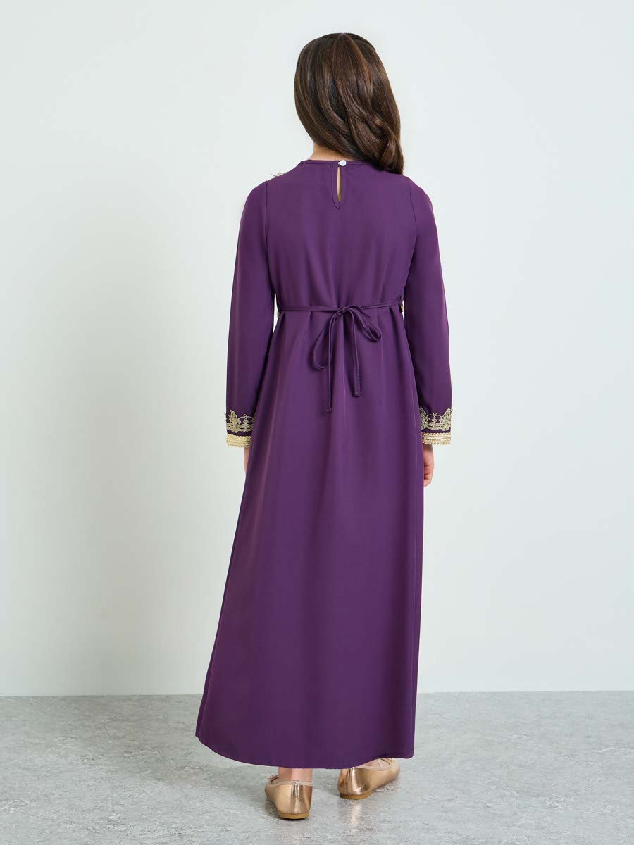 Girls Embellished V Neck Layered Dress