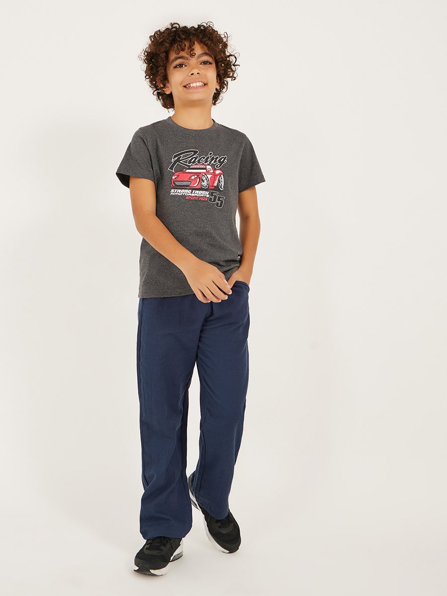 Solid Drawstring Waist Relaxed Pants