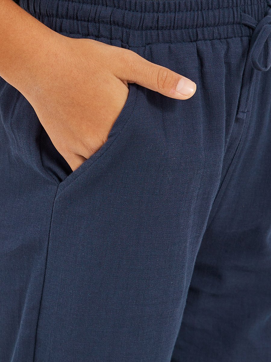 Solid Drawstring Waist Relaxed Pants