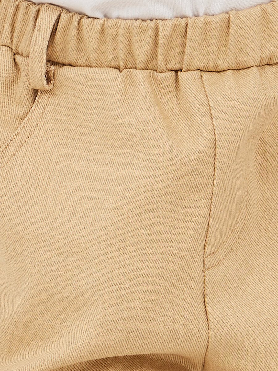 Plain Twill Relaxed Fit Pants with Belt Loops