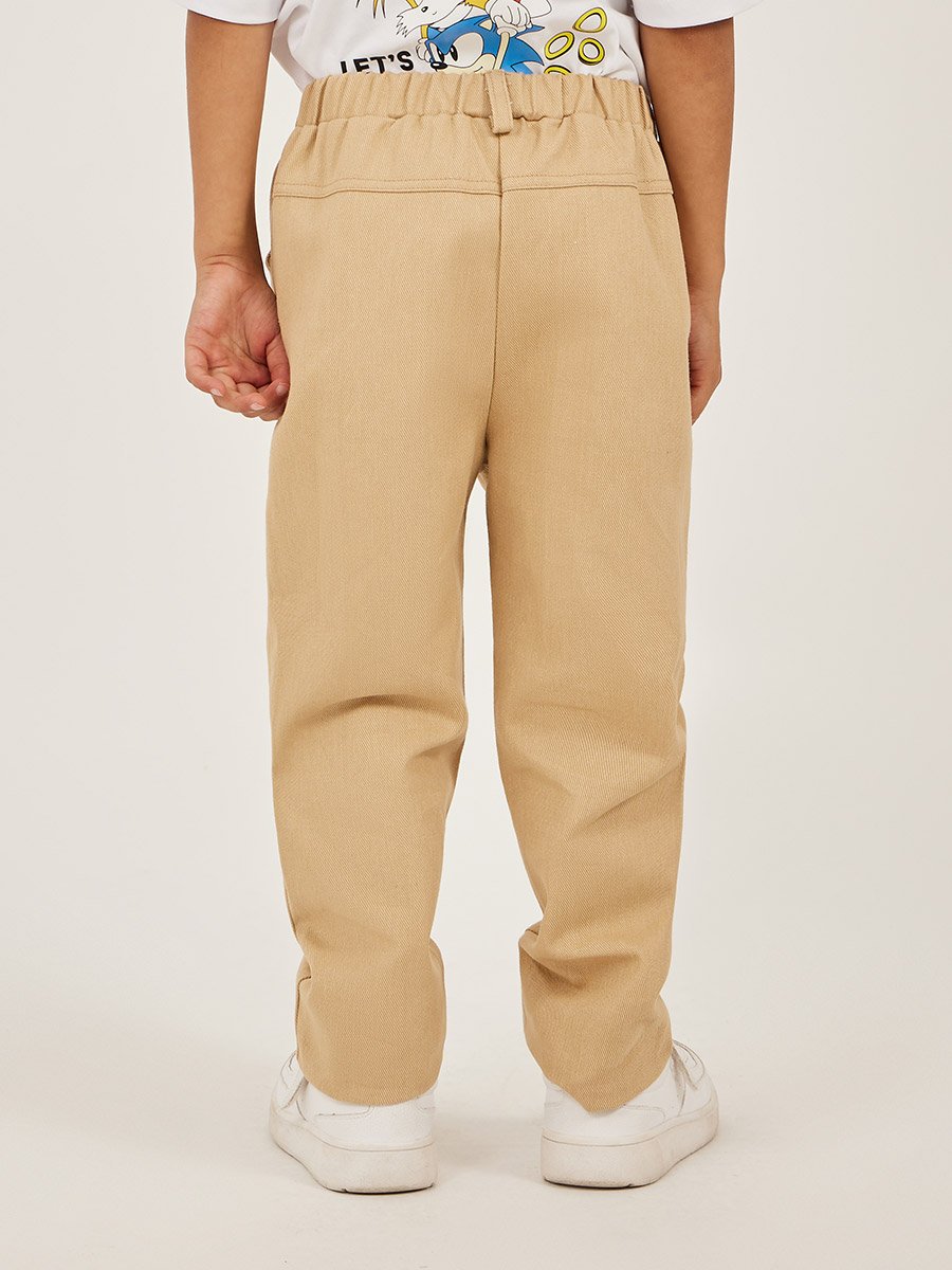 Plain Twill Relaxed Fit Pants with Belt Loops