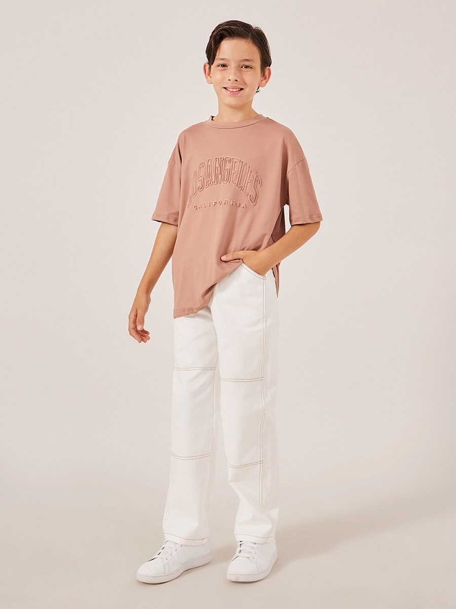 Contrast Stitch Cut and Sew Detail Relaxed Fit Pants