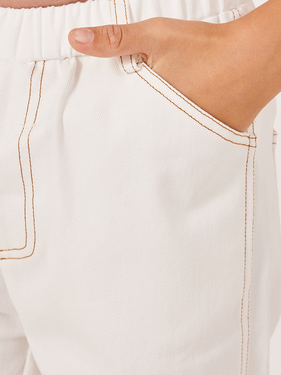 Contrast Stitch Cut and Sew Detail Relaxed Fit Pants