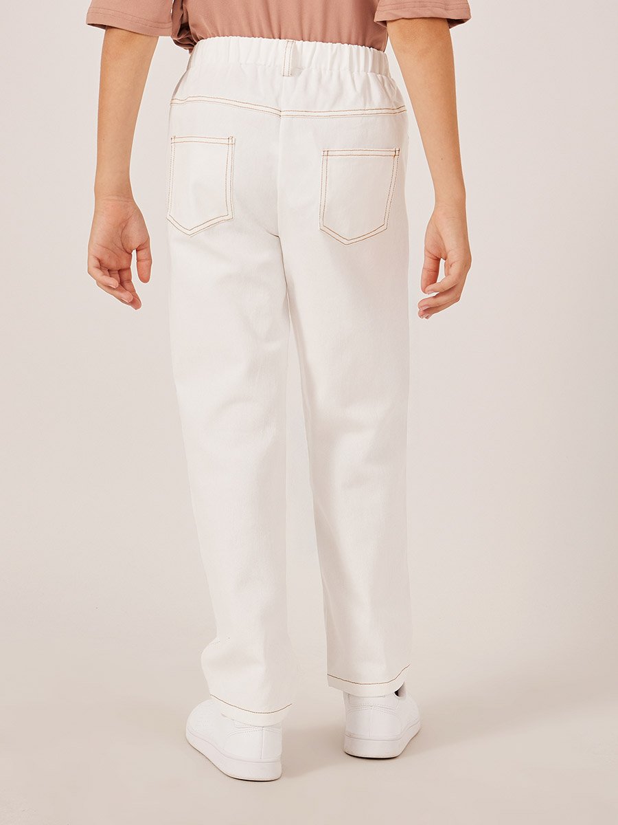 Contrast Stitch Cut and Sew Detail Relaxed Fit Pants