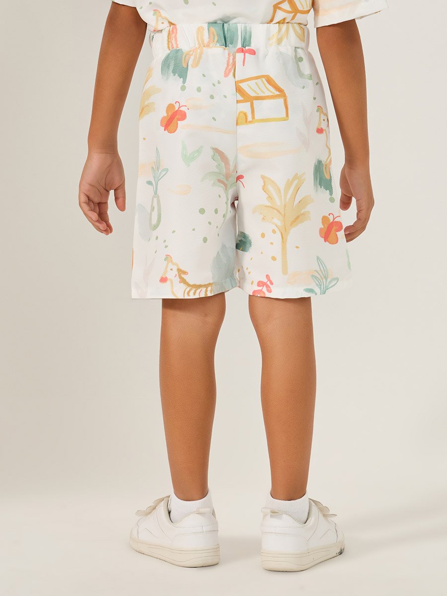 Graphic Print Regular Fit Shorts with Drawstring