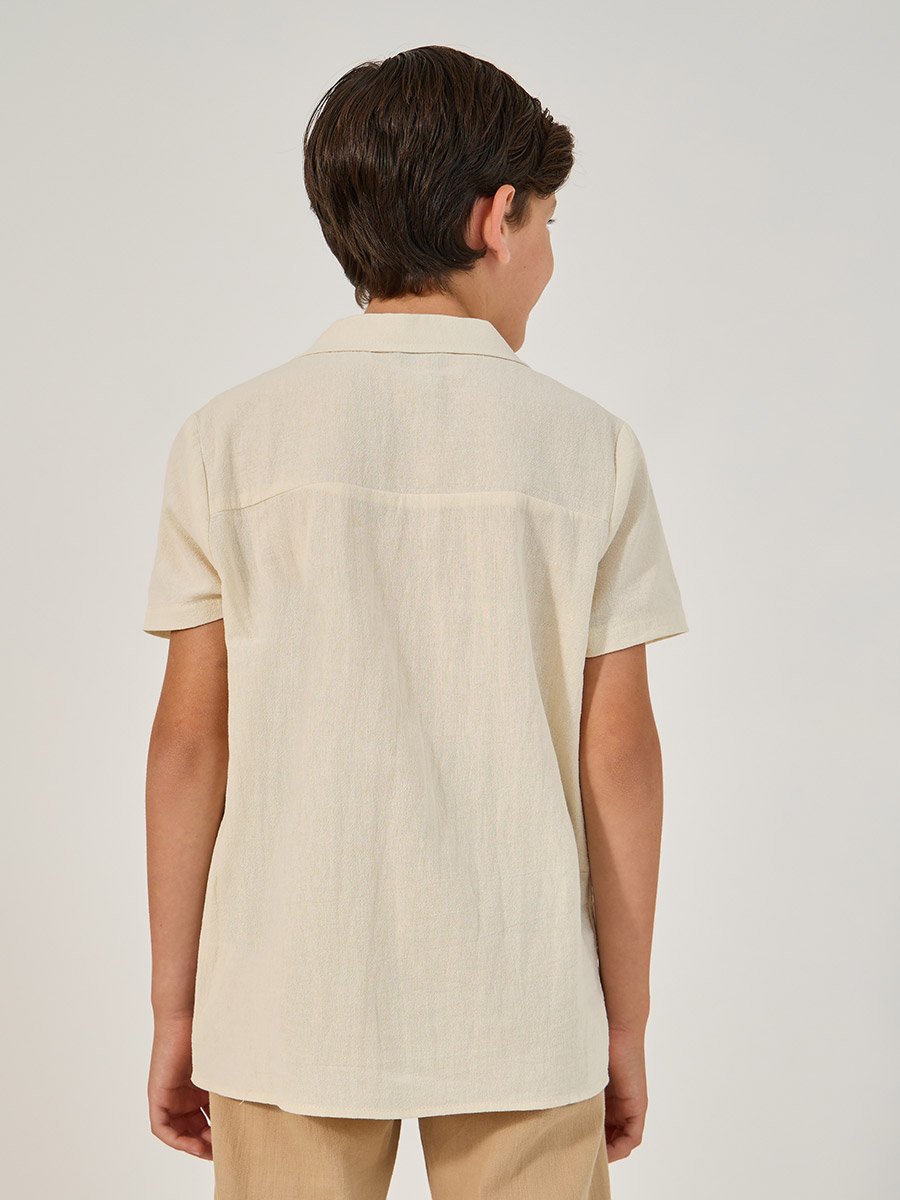 Embroidered Detail Cotton Short Sleeve Shirt