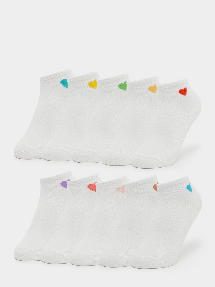 Set of 10 - Heart Embroidered Socks