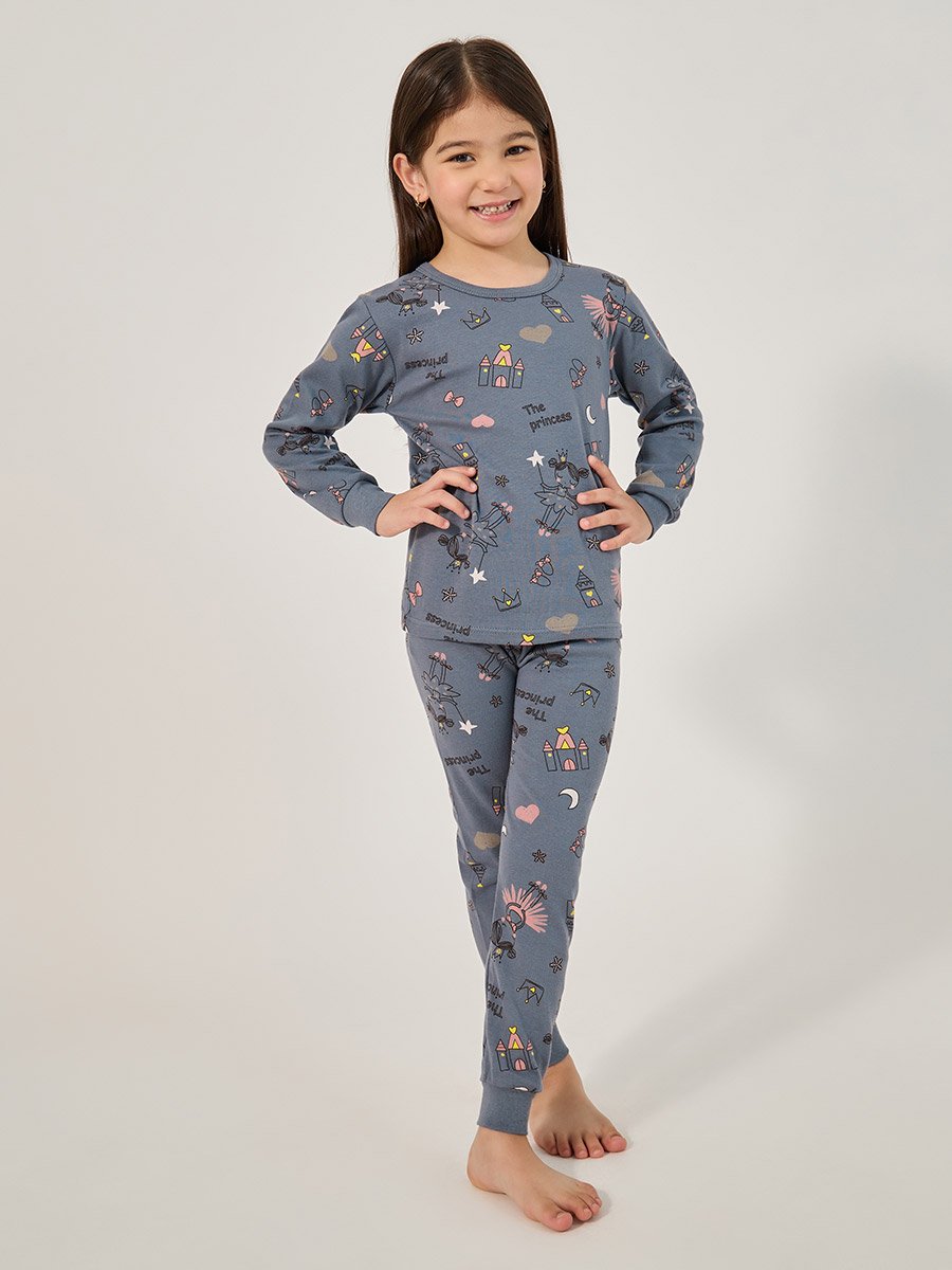 All-Over Print Round Neck T-Shirt and Pyjama Set