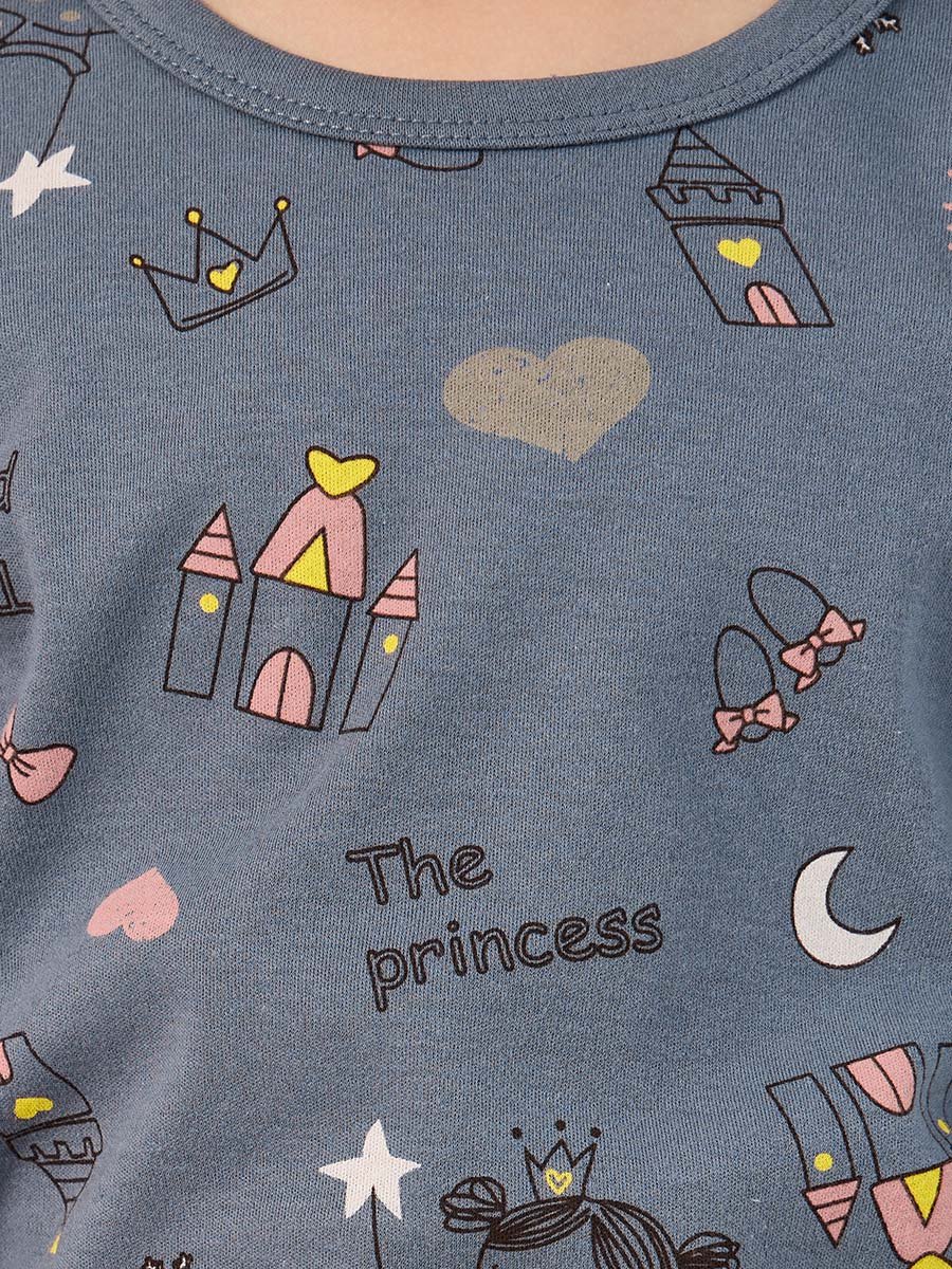 All-Over Print Round Neck T-Shirt and Pyjama Set