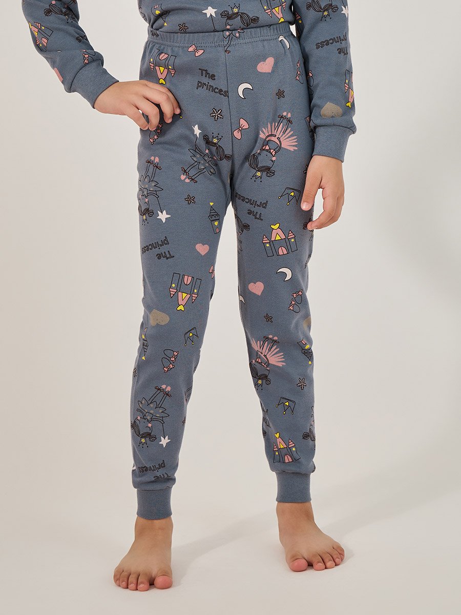 All-Over Print Round Neck T-Shirt and Pyjama Set