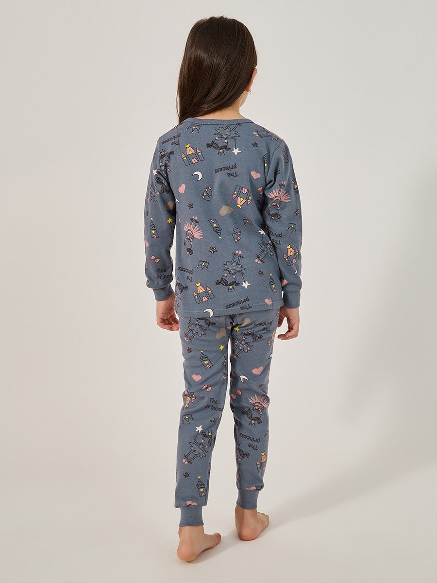 All-Over Print Round Neck T-Shirt and Pyjama Set