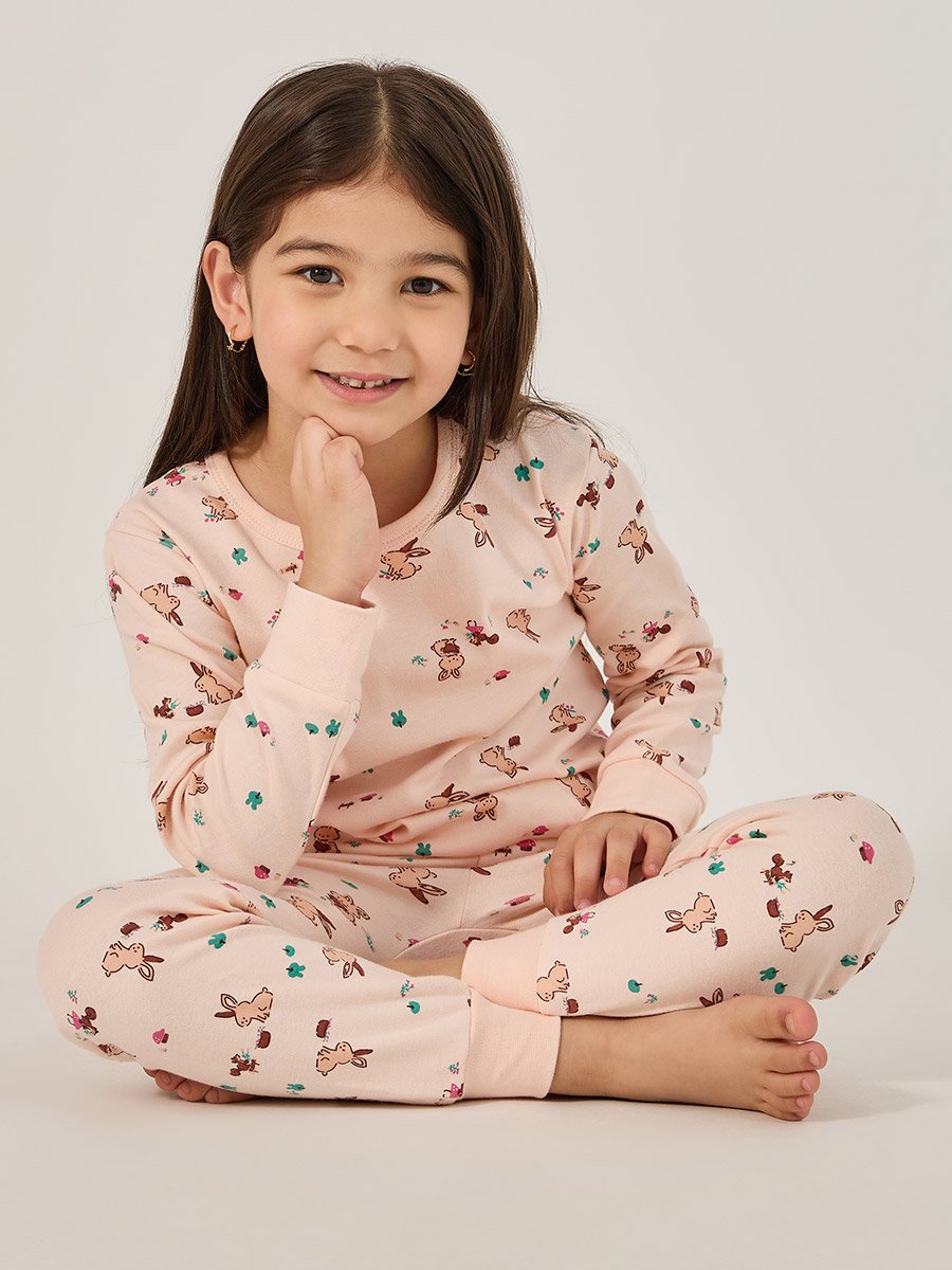 All-Over Print Round Neck T-Shirt and Pyjama Set