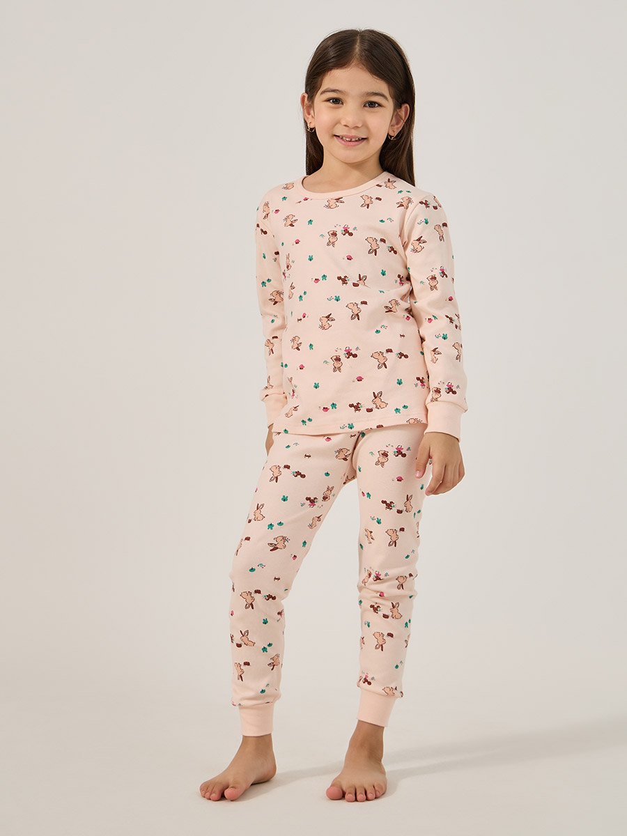 All-Over Print Round Neck T-Shirt and Pyjama Set
